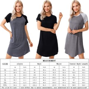 WoMear Women Sleepshirts 3 in 1 Delivery/Labor/Maternity/Nursing Nightgown Short Sleeve Breastfeeding Sleep Dress Pure Black L