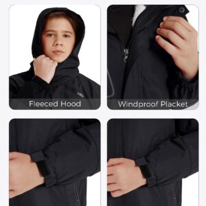 wantdo Kids Boys' 3 in 1 Snowboard Jacket Hooded Warm Winter Coat Fleece-Lined Waterproof Black 10-12