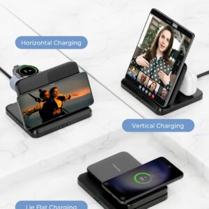 Wireless Charger for Samsung and Android 3 in 1 Foldable Samsung Charging Station for S24/S23 /S22 /S21/S20, Z Fold 5/4/3, Z Flip 5/4/3, Samsung Watch Charger 6 Classic/5/5 Pro/4/3,Galaxy Buds