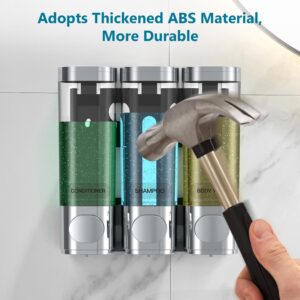 3 in 1 Shower Soap Dispenser, Shampoo and Conditioner Dispenser No Drill, No Leakage soap Dispenser Bathroom, Shower Shampoo Dispenser for Caravans Toilet Bathroom Hotel soap shower dispenser Silver