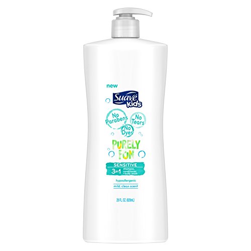 Suave Kids 3 in 1 Shampoo Conditioner Body Wash, Purely Fun Sensitive, 28 oz