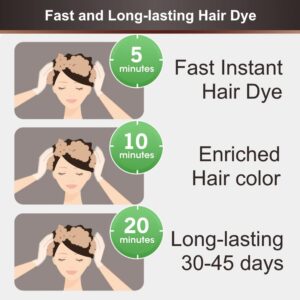 Joyful Young Natural Hair Dye Shampoo 3 IN 1, Hair Color for Gray Hair Coverage, Hair Coloring Shampoo for Women, Color Shampoo Beard Dye for Men, Vegan Ammonia Free Hair Shampoo (Light Brown)