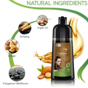 Joyful Young Natural Hair Dye Shampoo 3 IN 1, Hair Color for Gray Hair Coverage, Hair Coloring Shampoo for Women, Color Shampoo Beard Dye for Men, Vegan Ammonia Free Hair Shampoo (Light Brown)