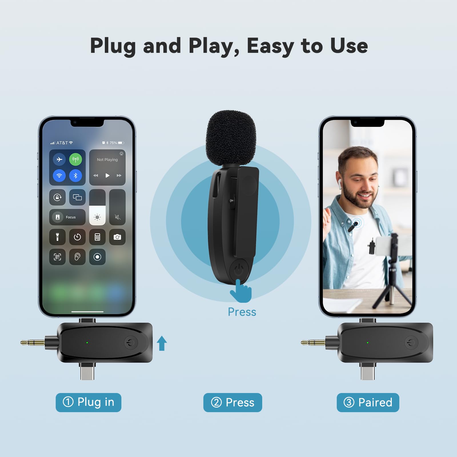 Maxtopfit 393FT Wireless Lavalier Microphone: 2.4G Noise Cancellation, Double Mics for YouTube, TikTok, Interviews, and Vlogs – Enhance Your Content Creation Effortlessly