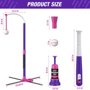 HYES Baseball Set - 3 Ways to Play, Adjustable Height, Easy to Assemble, Safe & Sturdy, Ideal Sport Gift for Kids