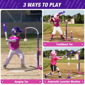 HYES Baseball Set - 3 Ways to Play, Adjustable Height, Easy to Assemble, Safe & Sturdy, Ideal Sport Gift for Kids