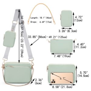 UTO Small Crossbody Bags for Women 3 in 1 Trendy Belt Purse Fashion Designer Mini Cute Sling Fanny Chest Pack Green