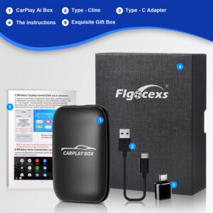 Flgocexs Wireless Carplay Adapter - 3 in 1 Wireless Carplay and Android Auto Adapter with Built in Netflix YouTube Support TF Card Only for Original Car Models After 2016 with Wired Carplay