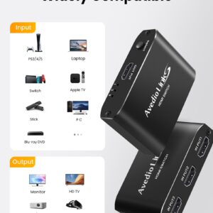 HDMI Switch 3 in 1 Out 4K@60Hz Aluminum Alloy【with 4FT HDMI 2.0 Cable】, avedio links 3x1 HDMI Multi Port Switch, 3 Way HDMI Selector Switcher Support HDCP 2.2, HDR 10, for Fire TV Stick, PS5