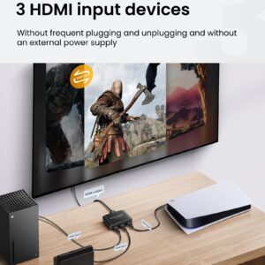 HDMI Switch 3 in 1 Out 4K@60Hz Aluminum Alloy【with 4FT HDMI 2.0 Cable】, avedio links 3x1 HDMI Multi Port Switch, 3 Way HDMI Selector Switcher Support HDCP 2.2, HDR 10, for Fire TV Stick, PS5