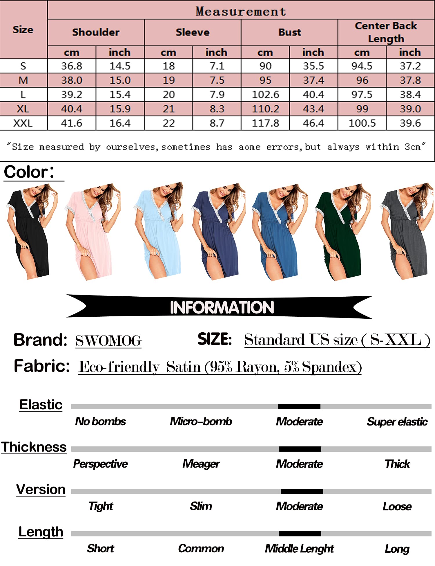 SWOMOG Women 3 in 1 Delivery/Labor/Nursing Nightgown Short Sleeve Pleated Maternity Sleepwear for Breastfeeding Navy Blue