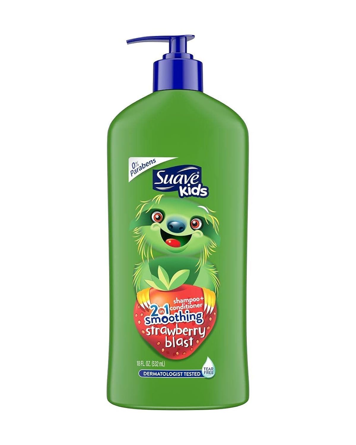 Suave Kids 2 in 1 Shampoo & Conditioner with Pump, Strawberry 18 Oz (2 Pack)