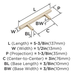 Amerock | Cabinet Pull | Champagne Bronze | 3 inch (76 mm) Center to Center | Bar Pulls | 1 Pack | Drawer Pull | Drawer Handle | Cabinet Hardware