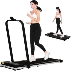 keepose walking pad treadmill under desk treadmill, 2 in 1 folding portable treadmill for home office, 0.6 to 6.2 mph, remote control,led screen & calorie counter (includes a knee brace)