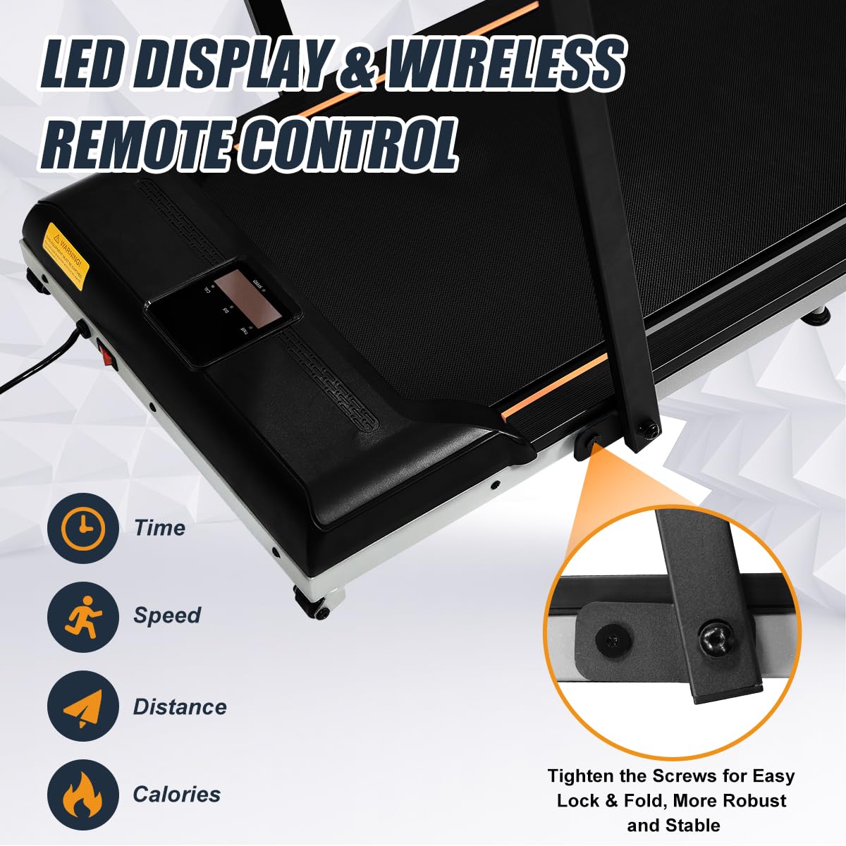 KEEPOSE Walking Pad Treadmill Under Desk Treadmill, 2 in 1 Folding Portable Treadmill for Home Office, 0.6 to 6.2 MPH, Remote Control,LED Screen & Calorie Counter (Includes a Knee Brace)