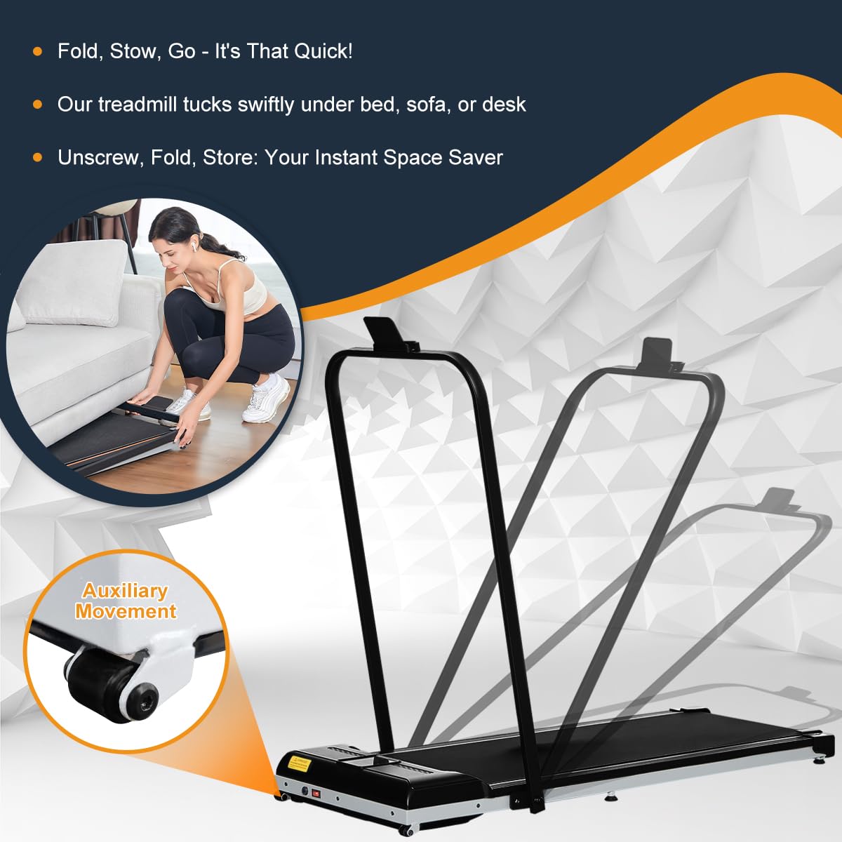 KEEPOSE Walking Pad Treadmill Under Desk Treadmill, 2 in 1 Folding Portable Treadmill for Home Office, 0.6 to 6.2 MPH, Remote Control,LED Screen & Calorie Counter (Includes a Knee Brace)