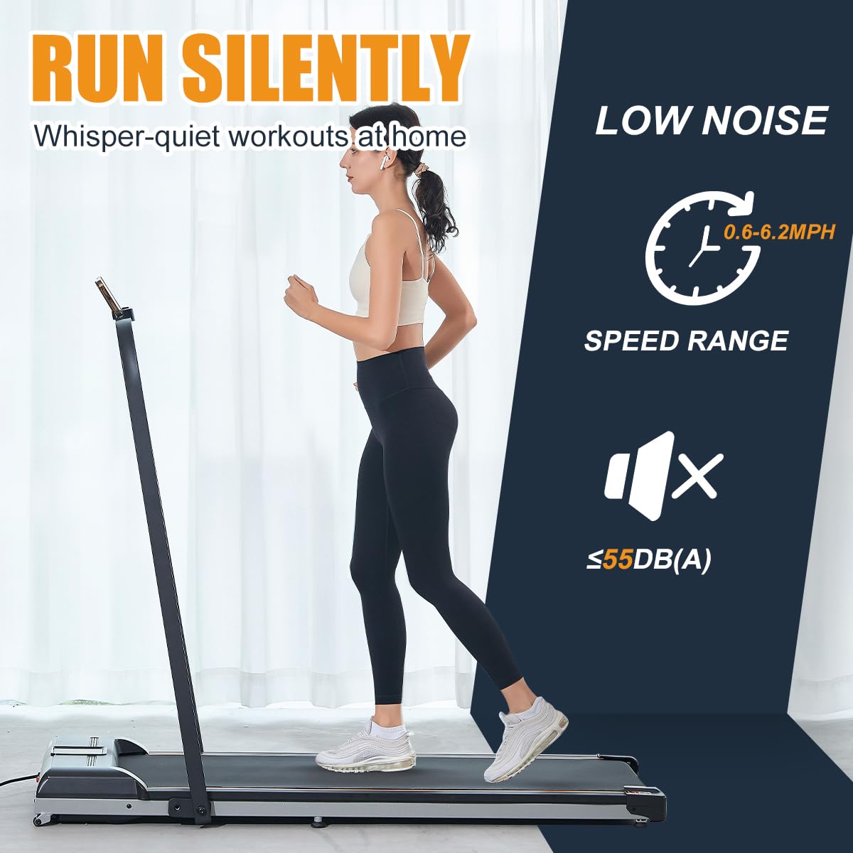 KEEPOSE Walking Pad Treadmill Under Desk Treadmill, 2 in 1 Folding Portable Treadmill for Home Office, 0.6 to 6.2 MPH, Remote Control,LED Screen & Calorie Counter (Includes a Knee Brace)