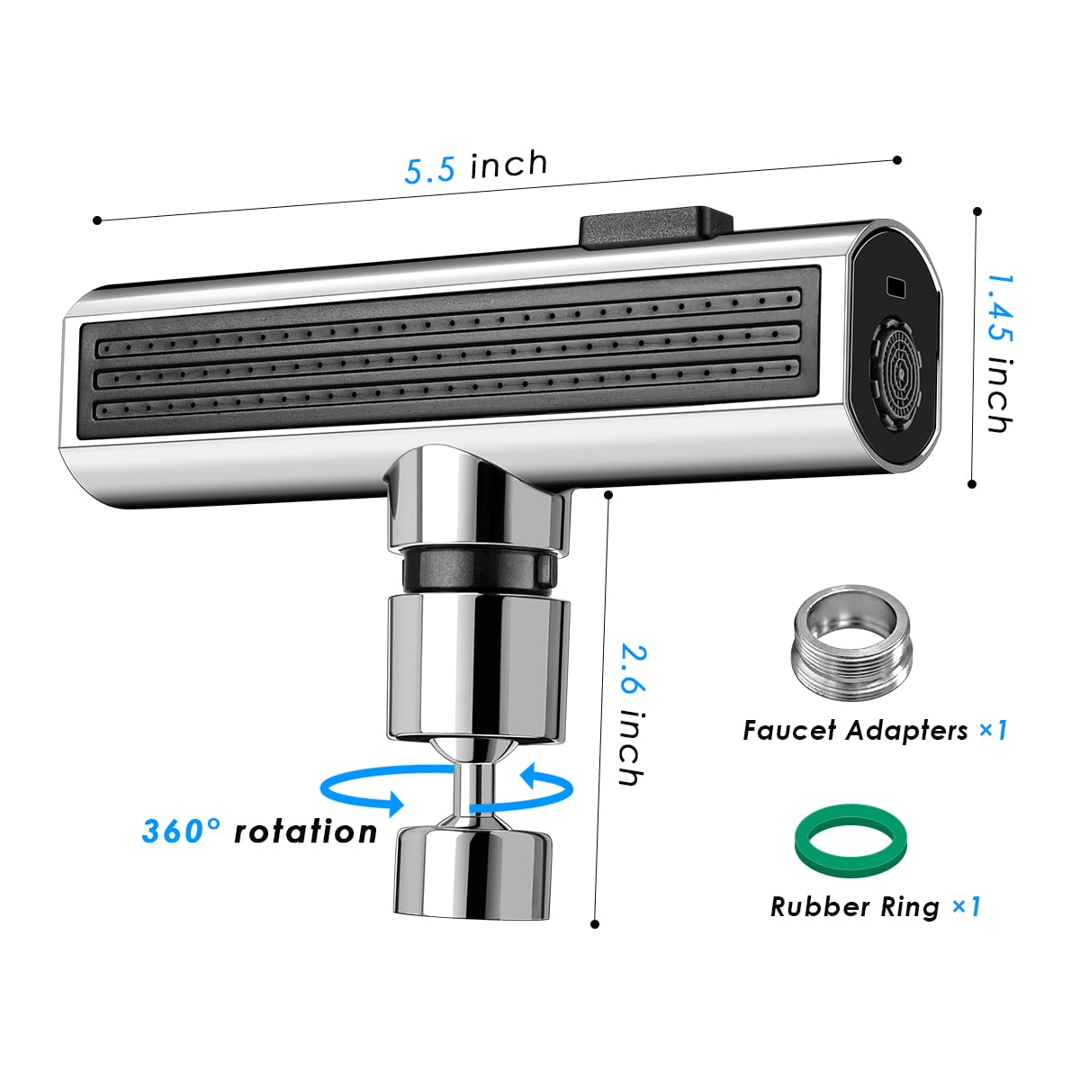 Suteng Waterfall Kitchen Faucet, Touch Kitchen Faucet, 3 in 1 360° Kitchen Faucet Head Replacement,Splash-Proof Kitchen Sink Faucet Suitable for Washing Fruits and Vegetables,Silver