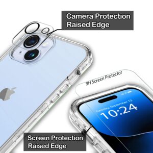 Coolwee Full Body Protective Hybrid 3 in 1 Rugged for Apple iPhone 15 Plus, 6.7 inch, Heavy Duty Shockproof Women Men Military Grade Protection Crystal Clear, Transparent