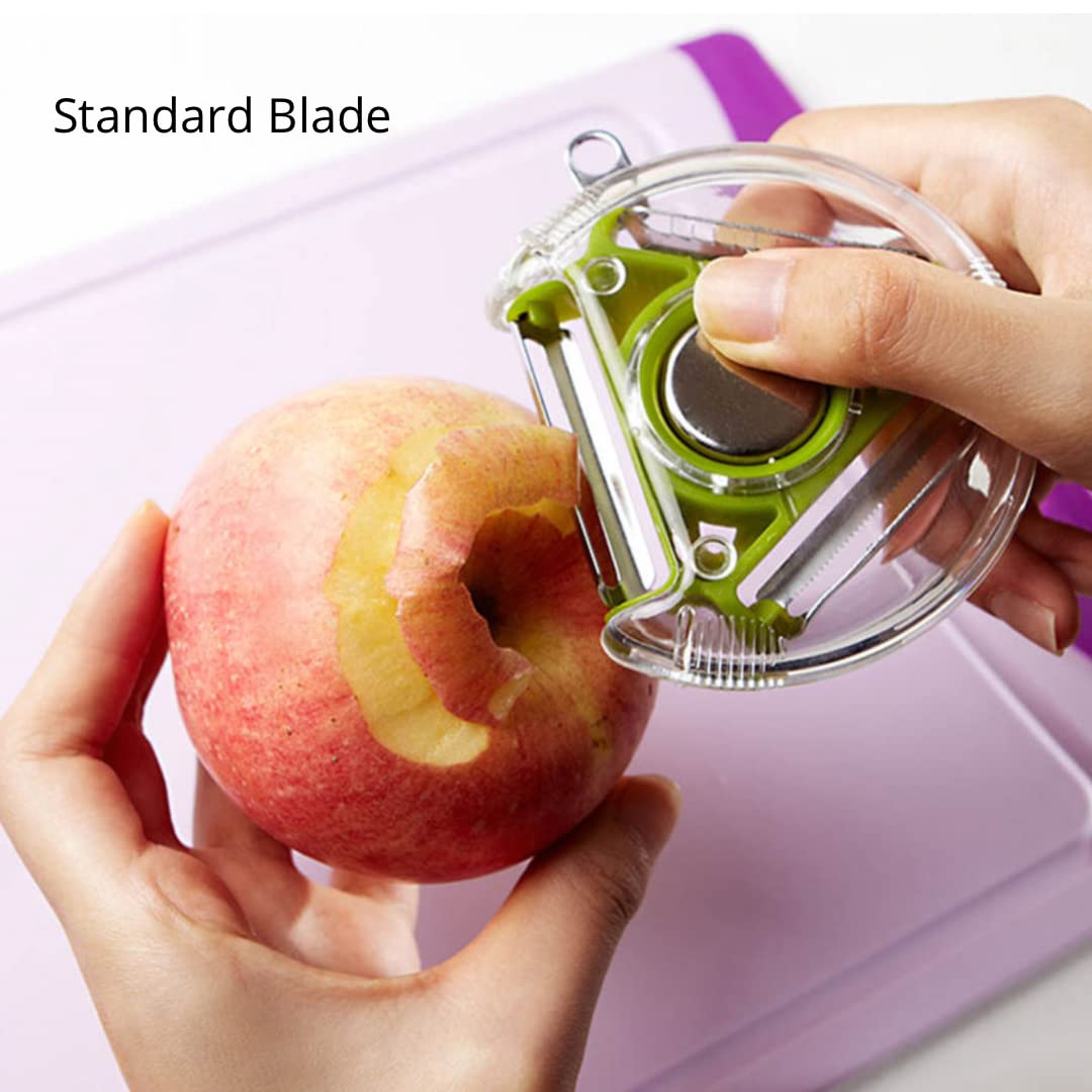 Apple Peeler “3 in 1” Multi-Functional Blades with a Button to Easy Switch | Non Slip Handle | Stainless Steel Kitchen Peeler for Fruits & Vegetables