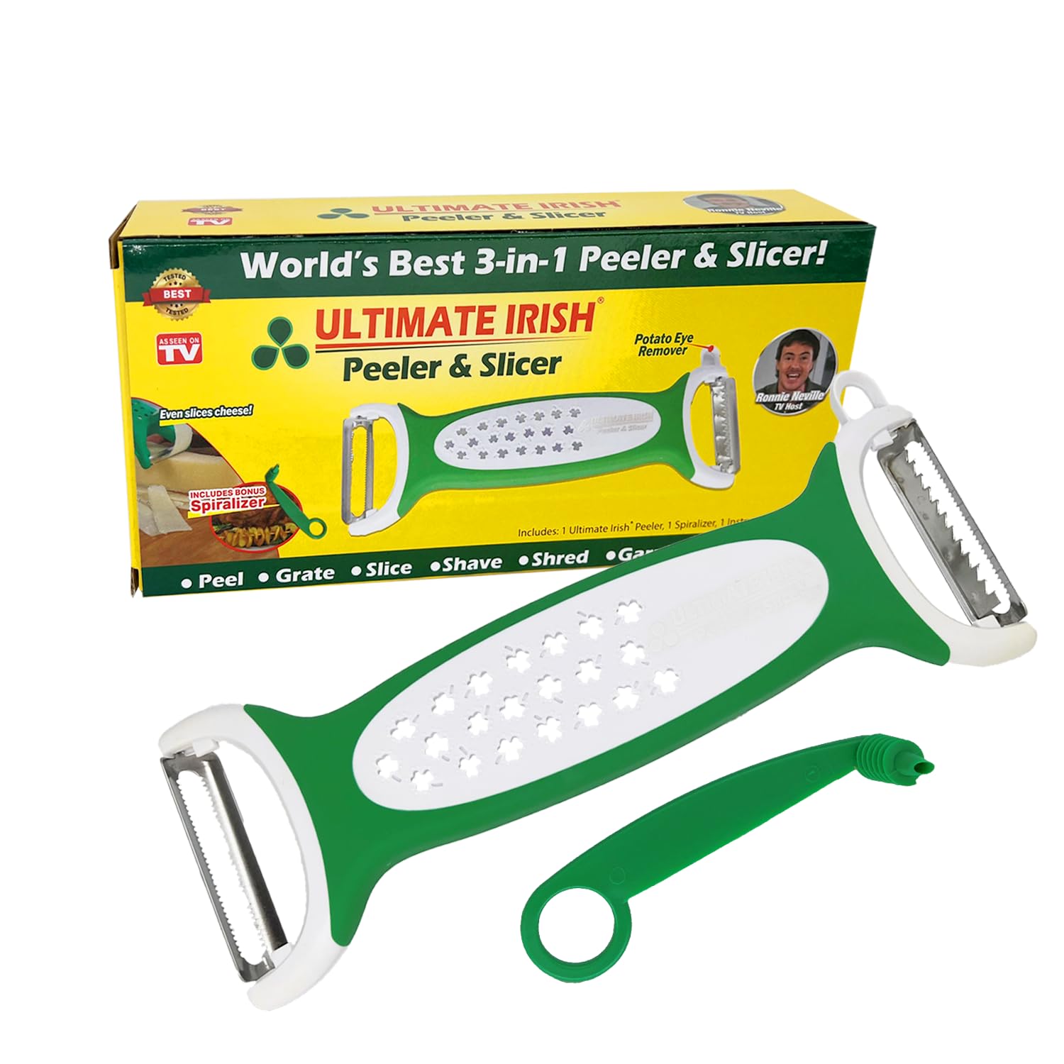 Ultimate Irish Peeler & Slicer – Ronnie Neville’s Original as Seen on TV 3 in 1 Kitchen Tool, Vegetable Peeler & Slicer, Stainless Steel Kitchen Tools, Cheese Slicer, Potato Peeler, Julienne Peeler