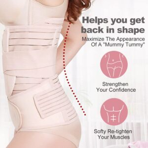 3 In 1 Postpartum Belly Band Wrap - Abdominal Binder Post Surgery C Section Compression Girdle Belt - After Birth Recovery Support - Postnatal Pelvis Waist Trainer Slimming Shapewear Body Shaper