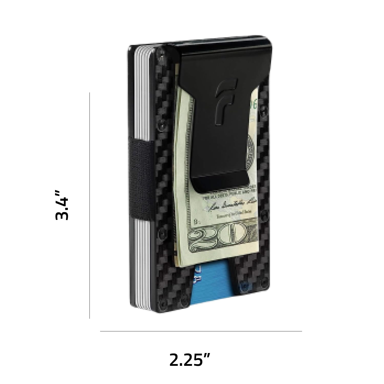 Fidelo ‘Eclipse 3 In 1’ Minimalist Wallet For Men - Slim RFID Blocking Credit Card Holder Made Of 7075 Aluminum And 3K Carbon Fiber With Money Clip - Stealth Black, Gunmetal Gray & Matte