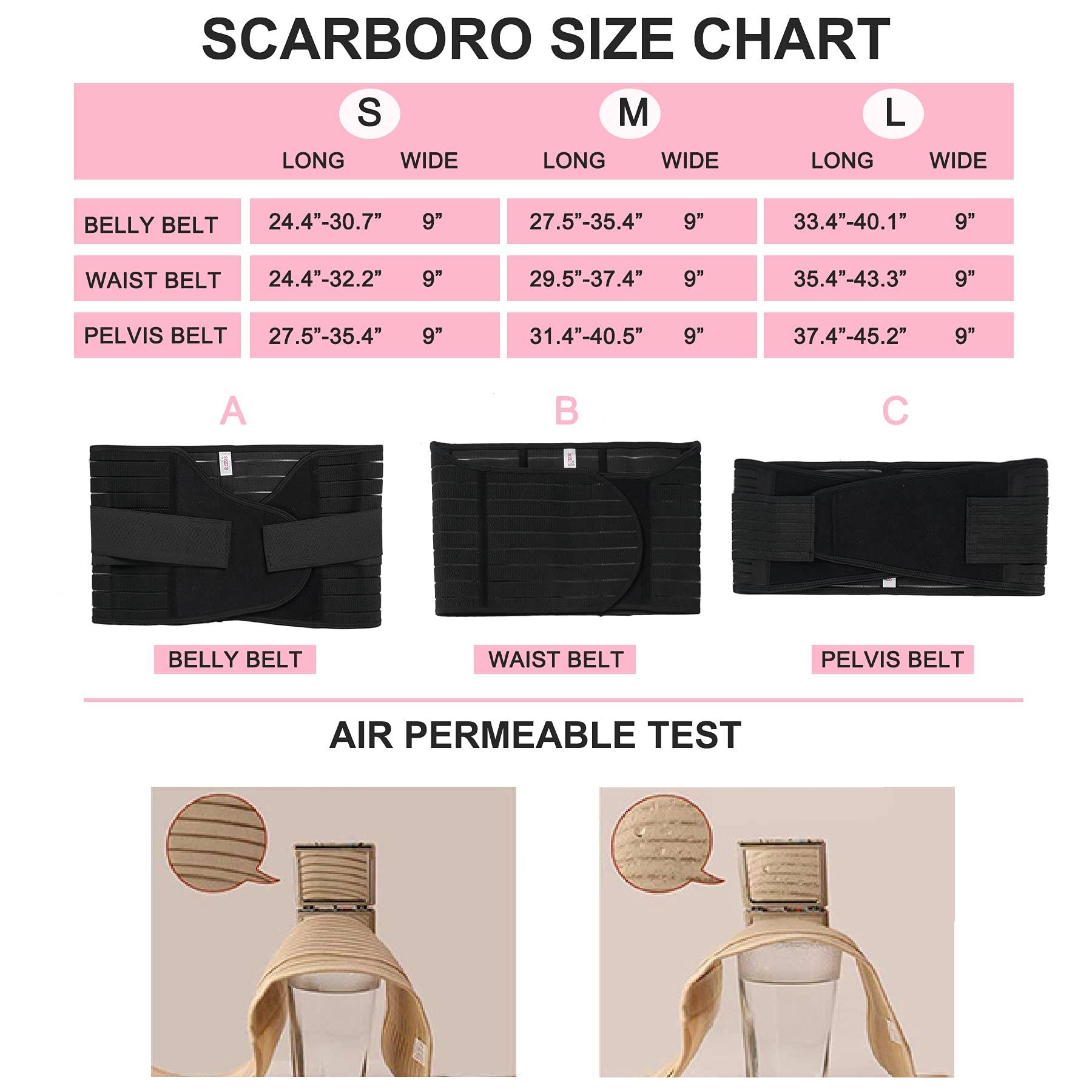 SCARBORO 3 In 1 Postpartum Belly Band Wrap For Pregnancy C Section Post Party Recovery Binder Faja Postparto Waist Trainer Girdle for Women Shapewear