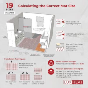 LuxHeat 150 Sqft Mat Kit (120v) Electric Radiant Floor heating System for Under Tile & Laminate. Underfloor Heating Kit Includes Heat Mat, Alarm & OJ Microline WiFi Programmable Thermostat with GFCI