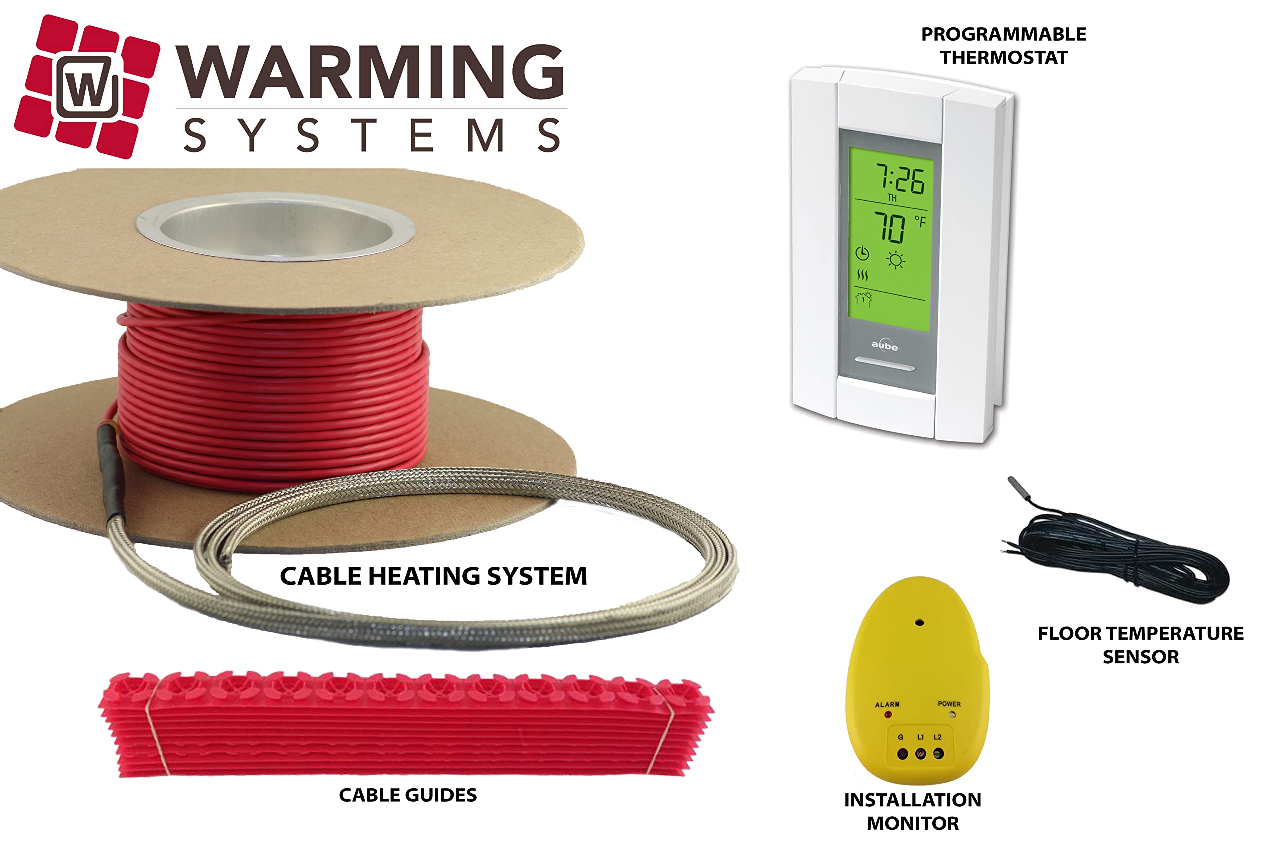 50 Sqft Cable Set, Electric Radiant Floor Heat Heating System with Digital Floor Sensing Thermostat