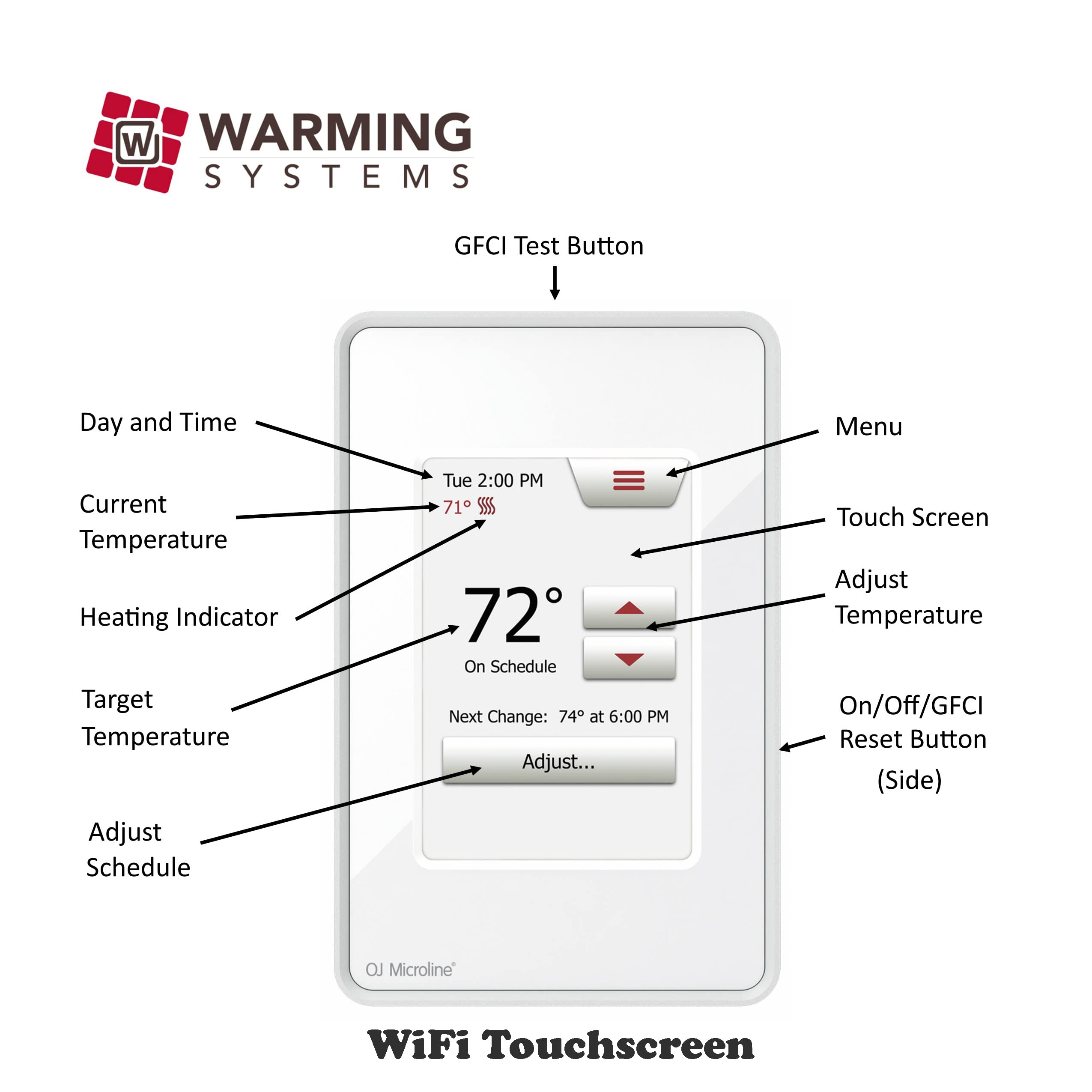 30 Sqft Warming Systems 120 V Electric Tile Radiant Floor Heating Mat with WiFi Touch Screen Programmable Thermostat. Includes Installation Monitor and Floor Temperature Sensor