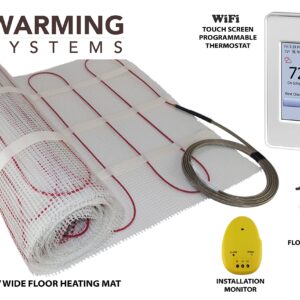 30 Sqft Warming Systems 120 V Electric Tile Radiant Floor Heating Mat with WiFi Touch Screen Programmable Thermostat. Includes Installation Monitor and Floor Temperature Sensor