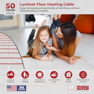 LuxHeat Floor Heating Cable Set, 80 Sqft - 120v Electric Radiant Floor Heating System Under Tile. Set Includes, Floor Heating Cable, Strapping, UDG4 OJ Microline Programmable Thermostat with GFCI