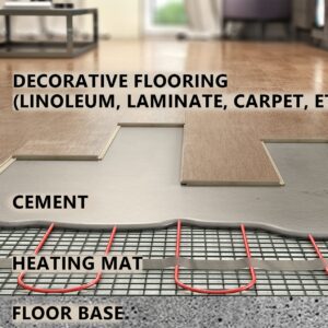 FloorLace FIT Electric Heated Floor Mat - Radiant Heating Mat for Under Tile, Laminate, Stone - Self-Adhesive Underfloor Heat Mat - Flooring Heating Kit (120 Volts, 15 SQFT)