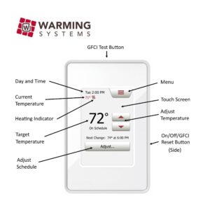 100 Sqft Warming Systems 120 V Electric Tile Radiant Floor Heating Cable with Touch Screen Programmable Thermostat