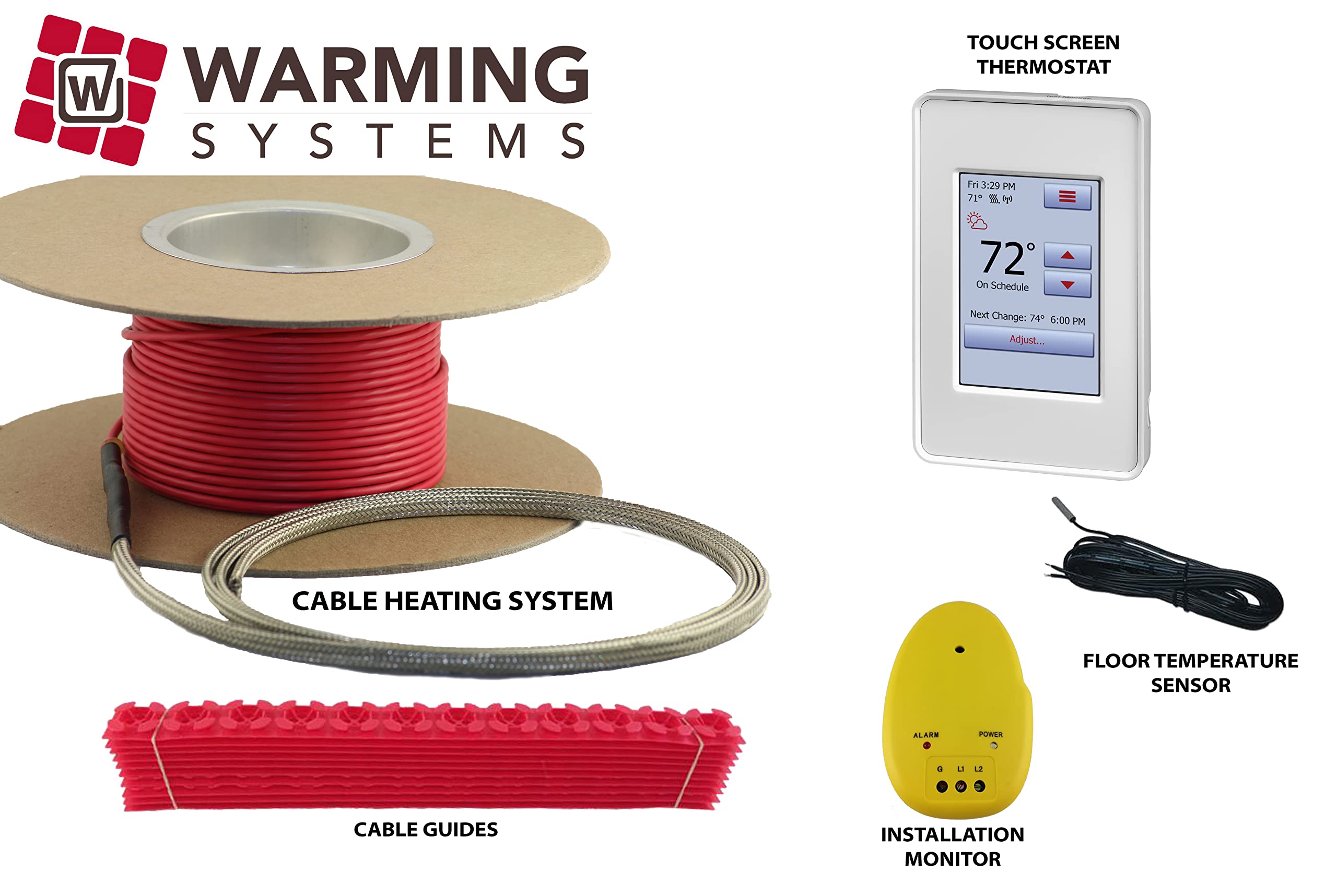 100 Sqft Warming Systems 120 V Electric Tile Radiant Floor Heating Cable with Touch Screen Programmable Thermostat