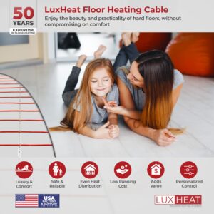 LuxHeat Floor Heating Cable Set, 20 Sqft - 120v Electric Radiant Floor Heating System Under Tile. Set Includes, Floor Heating Cable, Strapping, UDG OJ Microline Programmable Thermostat with GFCI