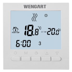 wengart heating only thermostat wg02b04,ac110 3amp 7-day programmable work for warm-water floor heating temperature controller white