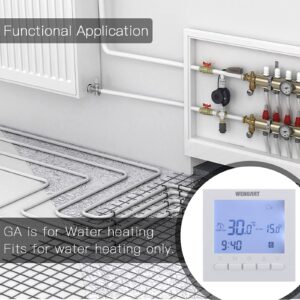 Wengart Heating Only Thermostat WG02B04,AC110 3Amp 7-Day Programmable Work for Warm-Water Floor Heating Temperature Controller White