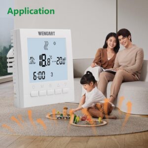 Wengart Heating Only Thermostat WG02B04,AC110 3Amp 7-Day Programmable Work for Warm-Water Floor Heating Temperature Controller White