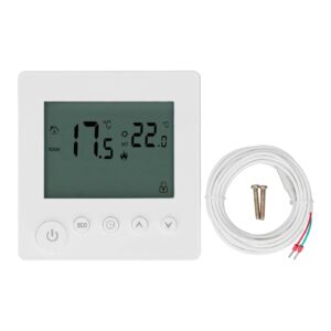 Digital Thermostat, 4500W Intelligent Floor Heating Temperature Control Thermostat with Memory Storage for Home Office Mall, AC 90V-240V, K1H16A (White)