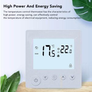 Digital Thermostat, 4500W Intelligent Floor Heating Temperature Control Thermostat with Memory Storage for Home Office Mall, AC 90V-240V, K1H16A (White)