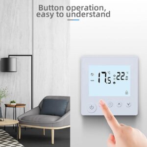 Digital Thermostat, 4500W Intelligent Floor Heating Temperature Control Thermostat with Memory Storage for Home Office Mall, AC 90V-240V, K1H16A (White)