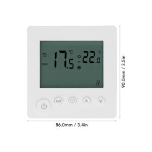 Digital Thermostat, 4500W Intelligent Floor Heating Temperature Control Thermostat with Memory Storage for Home Office Mall, AC 90V-240V, K1H16A (White)