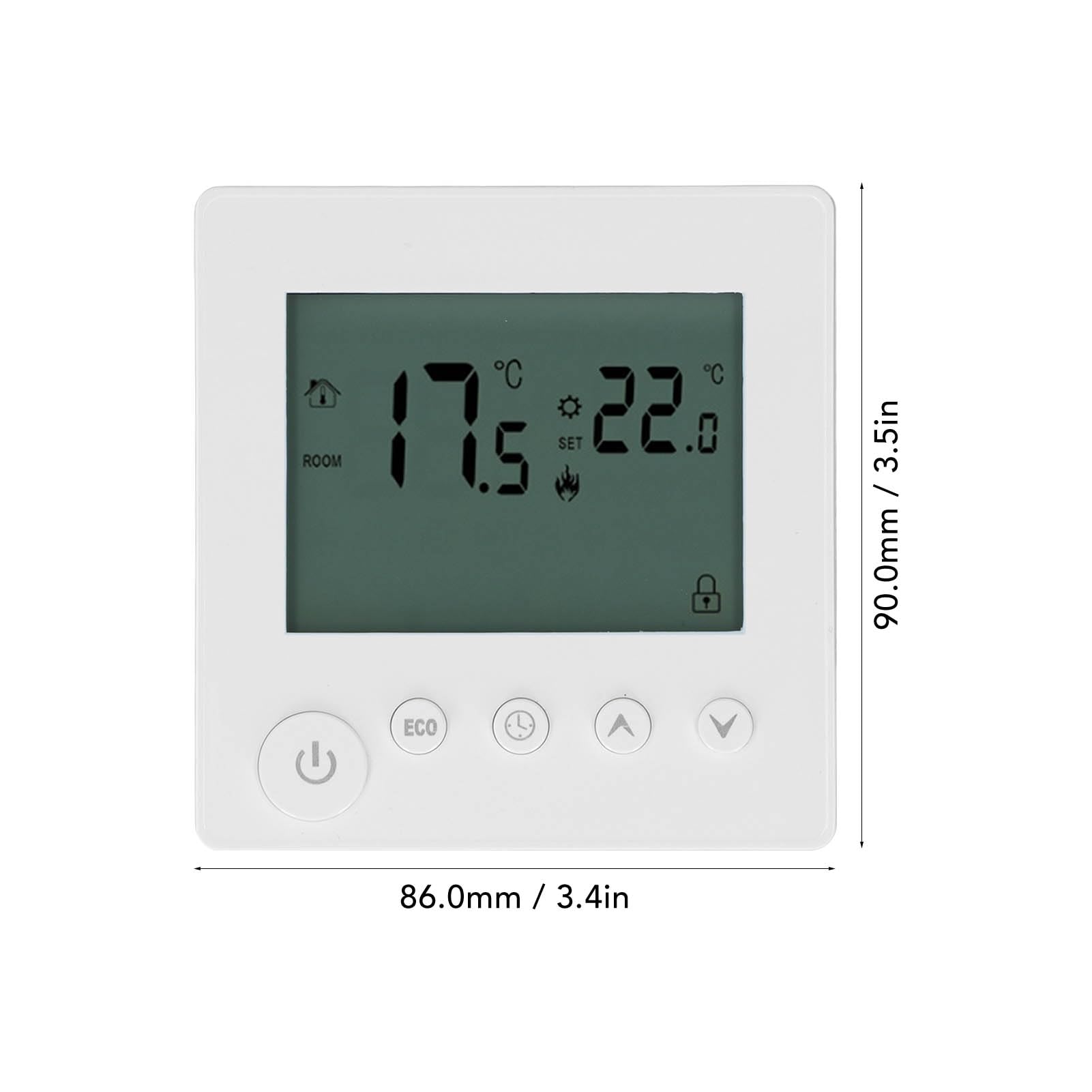 Digital Thermostat, 4500W Intelligent Floor Heating Temperature Control Thermostat with Memory Storage for Home Office Mall, AC 90V-240V, K1H16A (White)