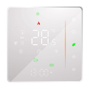 yuhome wifi smart thermostat temperature controller weekly programmable supports touch control/mobile app/voice control for electric floor heating 16a white