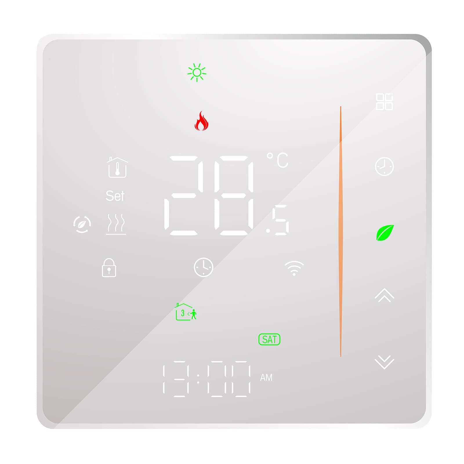 YUHOME WiFi Smart Thermostat Temperature Controller Weekly Programmable Supports Touch Control/Mobile APP/Voice Control for Electric Floor Heating 16A White