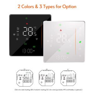 YUHOME WiFi Smart Thermostat Temperature Controller Weekly Programmable Supports Touch Control/Mobile APP/Voice Control for Electric Floor Heating 16A White