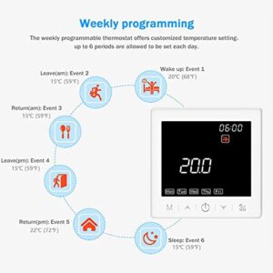 Maiju Floor Heating & Fan Coil for 2 System tat WIFI/485 Modbus with Application & Voice Control 3.5 Inch LCD Display ligent Programmable tat Child Lock Weather Forecast