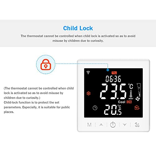 Maiju Floor Heating & Fan Coil for 2 System tat WIFI/485 Modbus with Application & Voice Control 3.5 Inch LCD Display ligent Programmable tat Child Lock Weather Forecast